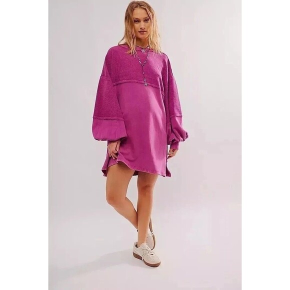 Free People We The Free Coastal Solid Crew Sweatshirt Top Oversized S NEW 281146